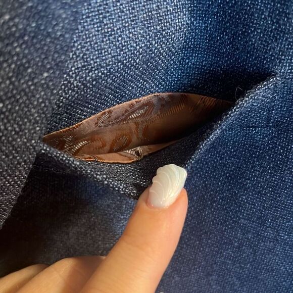 ✨K Kimmy Custom Tailor Navy & Brown Paisley Blazer✨ - Picture 7 of 10